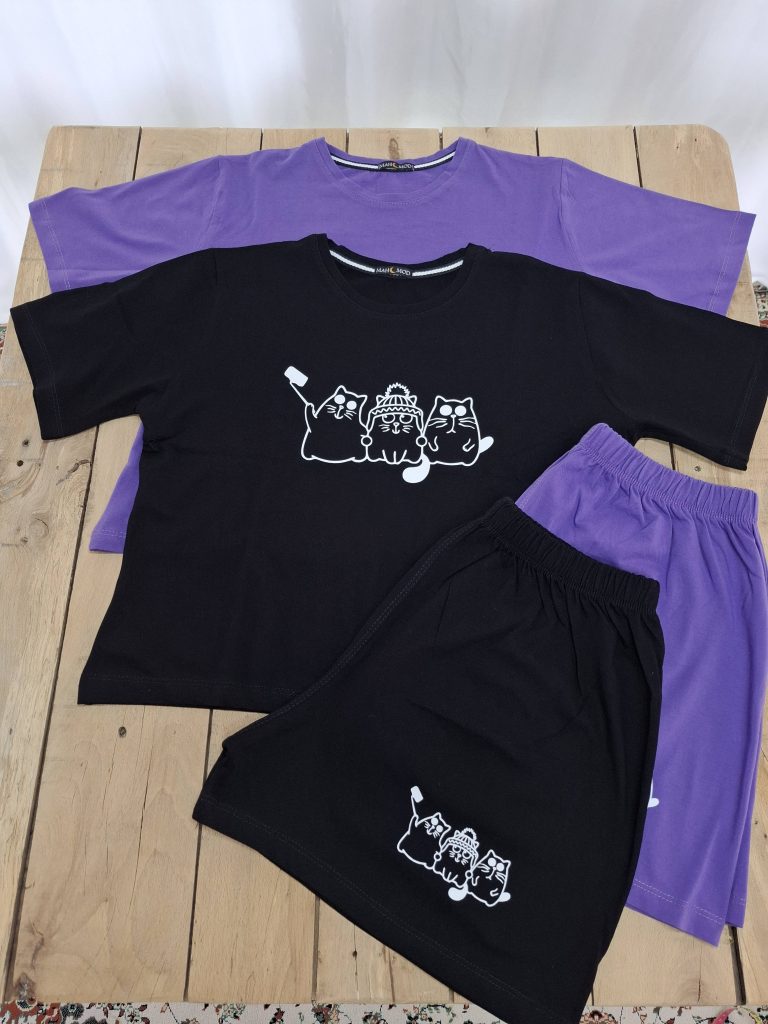 ست راحتی کراپ و شورتک زنانه