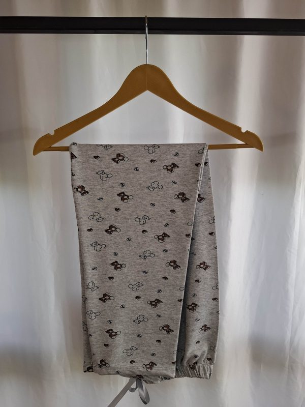 شلوار خانگی طوسی با طرح خرس فانتزی